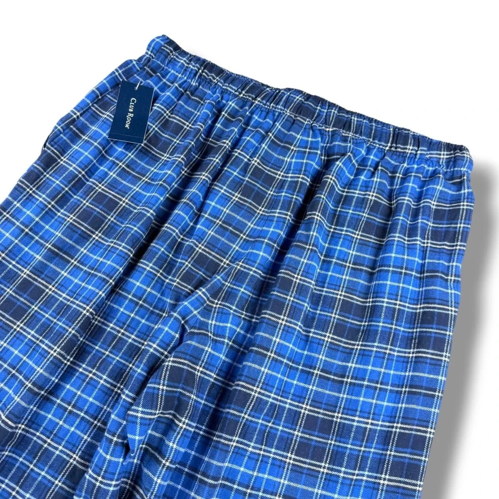 NWT Club Room Flannel Pajama Pants Mens Navy Blue‎ Plaid XL 100172567MN